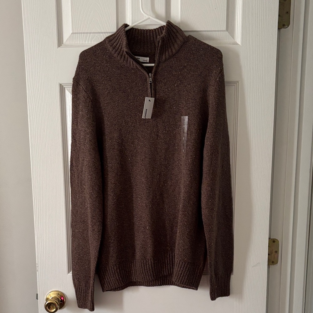 Sonoma Men's Chocolate Brown Quarter-Zip Sweater